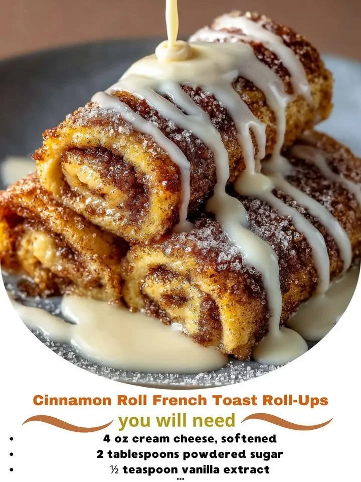 Cinnamon Roll French Toast Roll-Ups served with syrup and berries