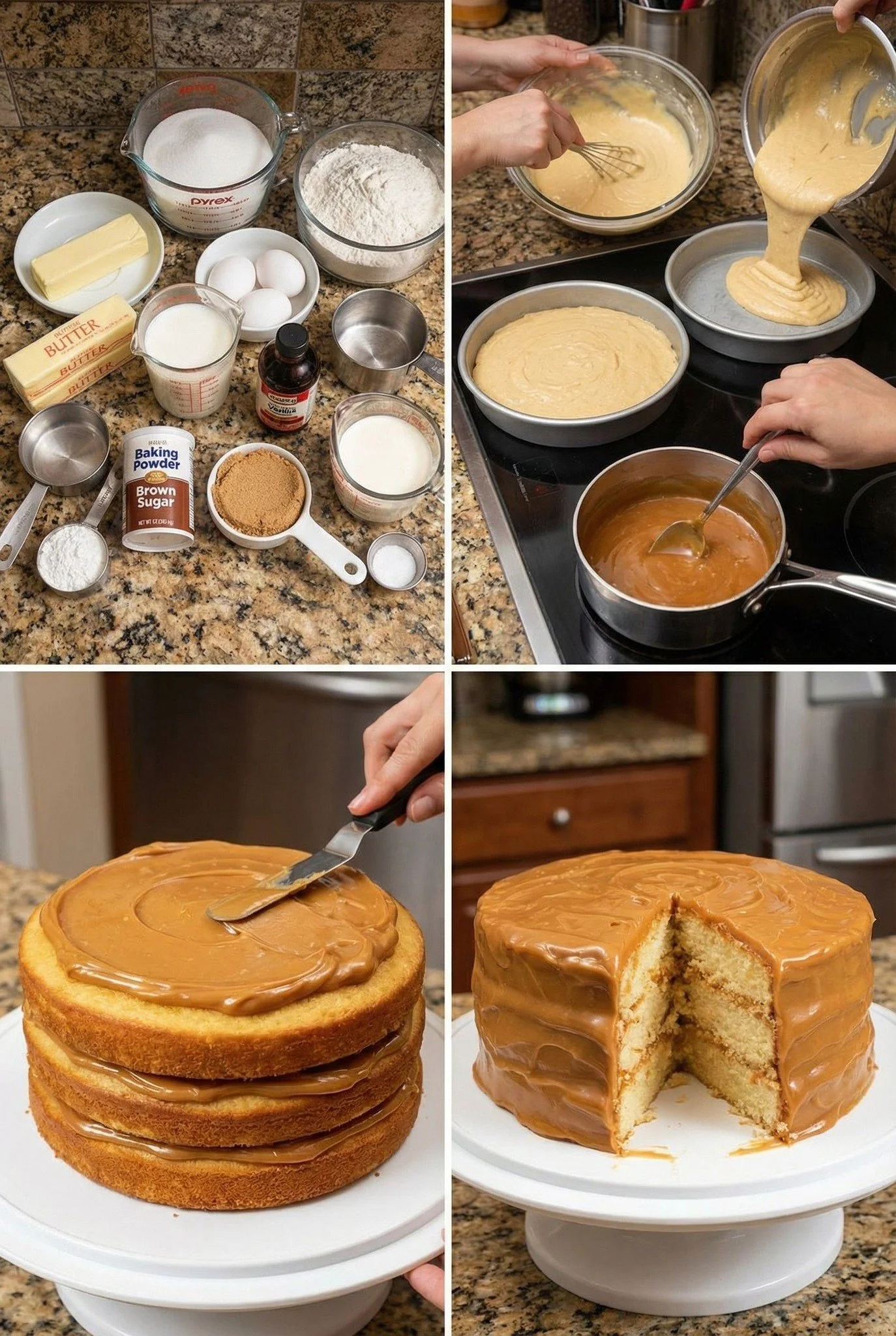 Classic Southern Caramel Cake showcasing layers drizzled with caramel sauce