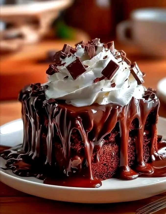 Creamy chocolate lava cake with melted chocolate center served on a plate