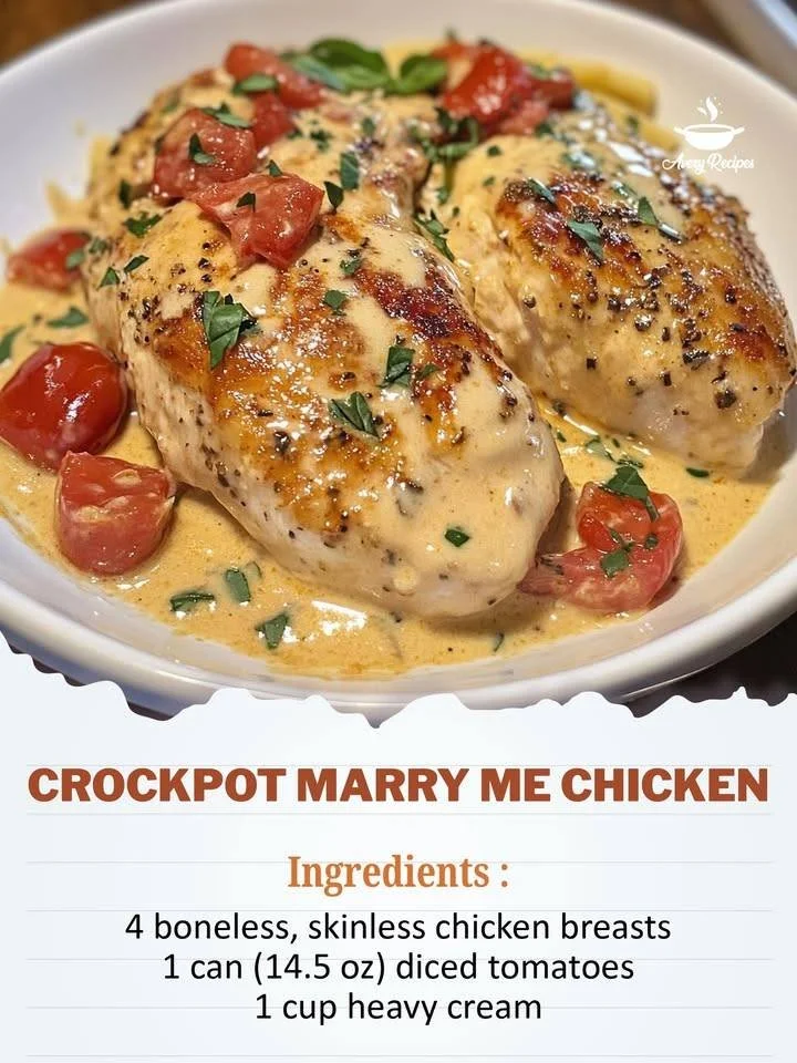 Delicious Crockpot Marry Me Chicken served on a plate with herbs and sides