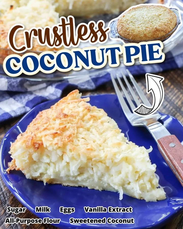 Delicious crustless coconut pie slice on a plate
