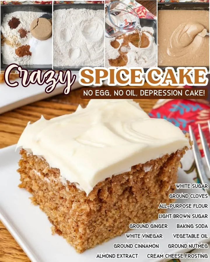 Slice of homemade Depression Cake with chocolate frosting on a plate