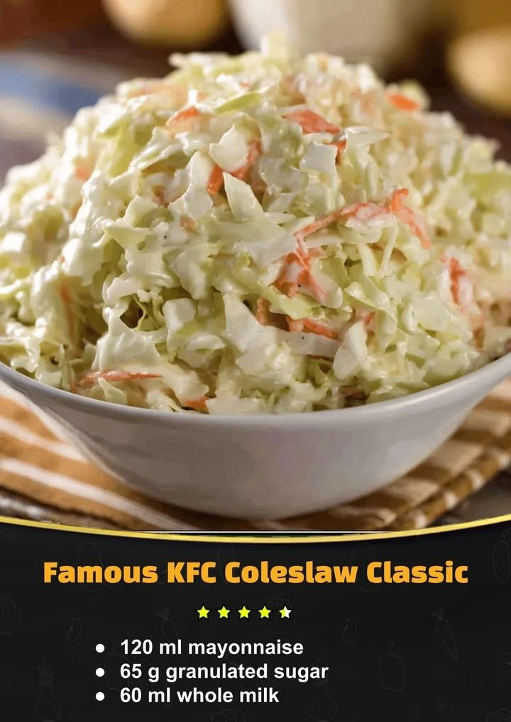Delicious KFC coleslaw served in a bowl with fresh cabbage and carrots
