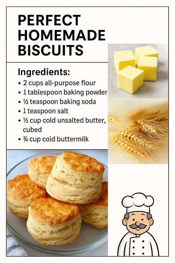 Freshly baked flaky biscuits on a wooden table