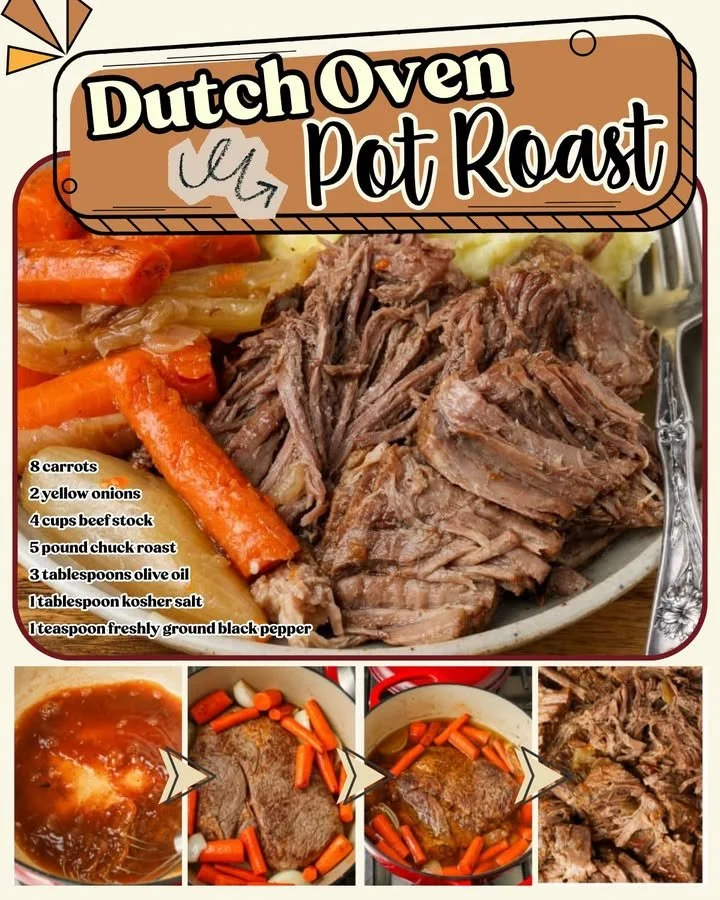 Delicious homemade Grandma's pot roast with vegetables and gravy