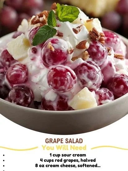 Fresh and colorful grape salad with various fruits and nuts