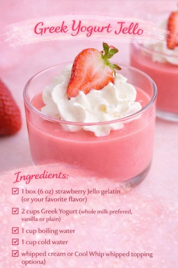 Delicious bowl of Greek Yogurt Jello topped with fresh fruits