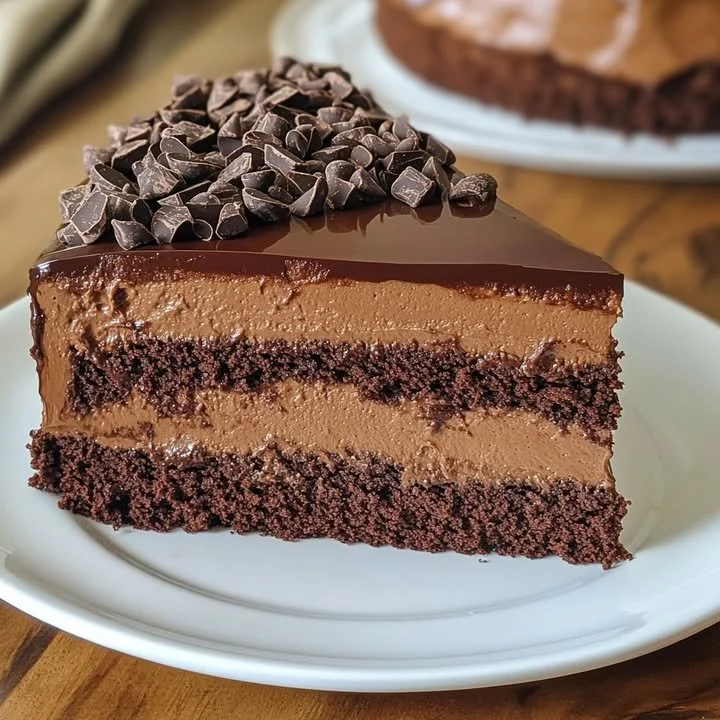 Sliced Hershey’s chocolate cheesecake cake on a white plate