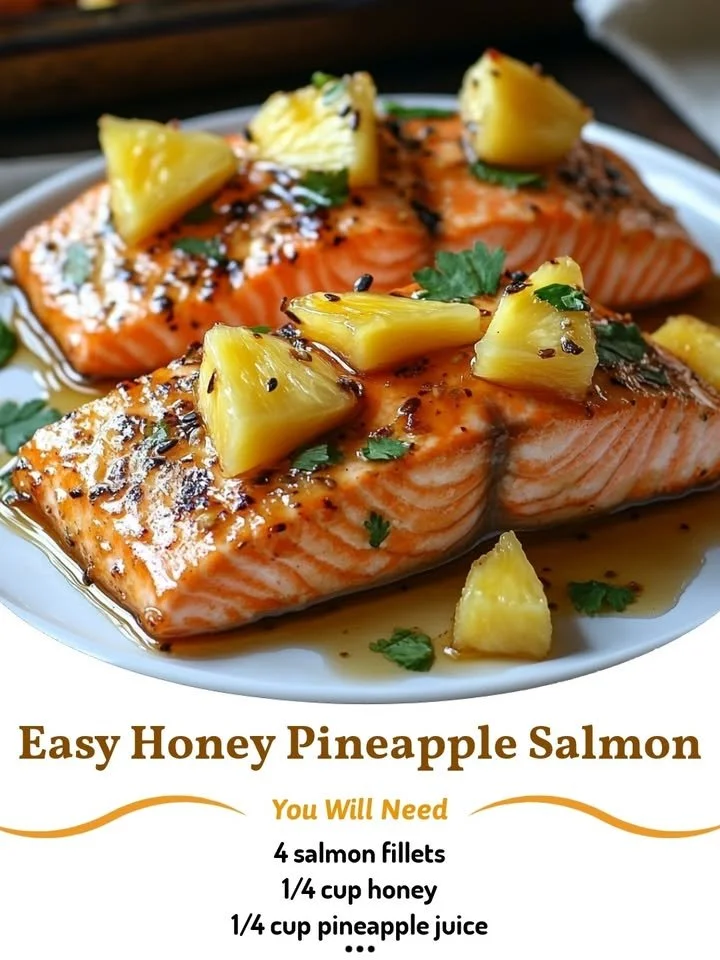 Grilled Honey Pineapple Salmon with fresh fruit garnish