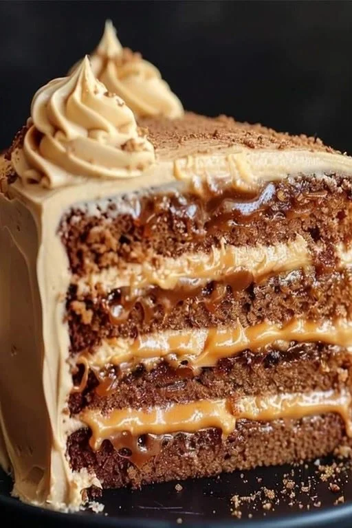Irresistible caramel coffee buttercream cake with a rich caramel drizzle