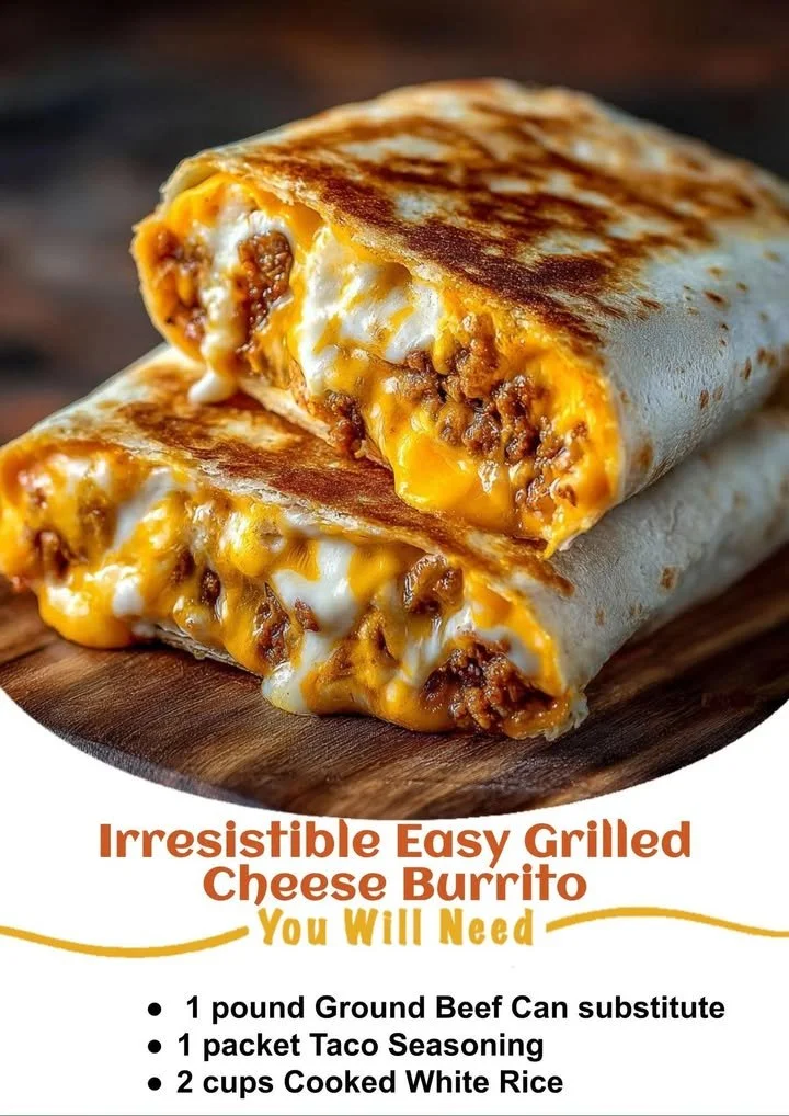 Delicious grilled cheese burrito filled with cheese and crispy melted goodness