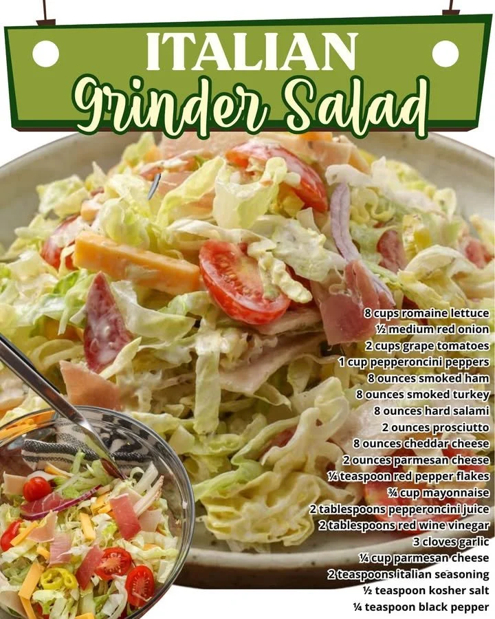 Italian Grinder Salad with fresh vegetables and Italian dressing