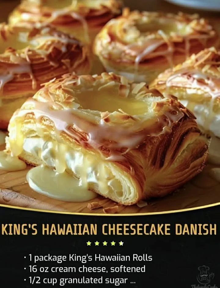 King's Hawaiian Cheesecake Danish with creamy filling and flaky pastry