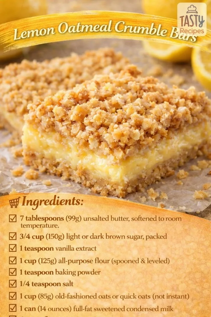 Delicious Lemon Oatmeal Crumble Bars on a white plate