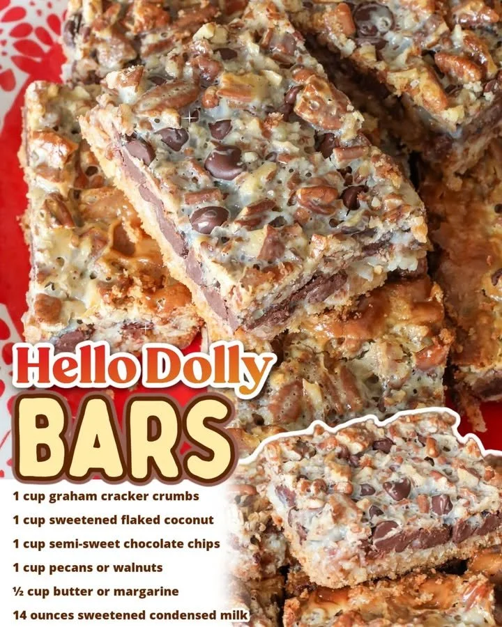 Delicious Magic Cookie Bars with chocolate, coconut, and nuts stacked on a plate.