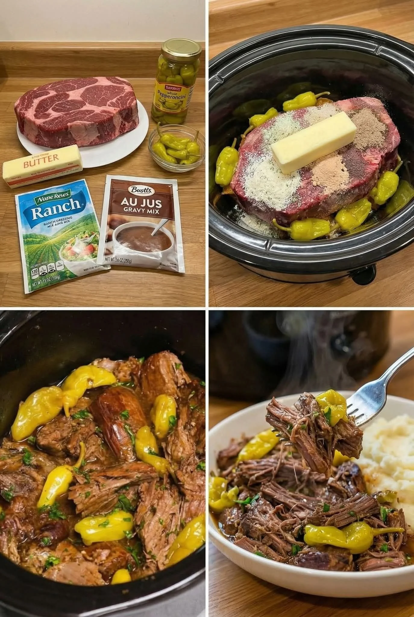 Delicious Mississippi Roast served with vegetables on a plate