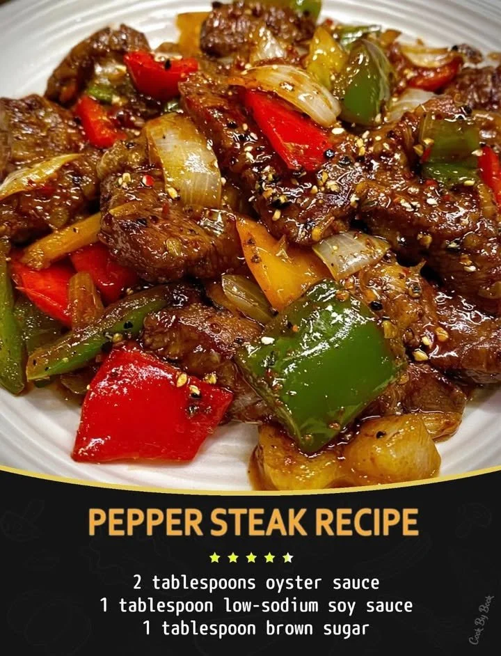 Delicious pepper steak served with colorful bell peppers and savory sauce
