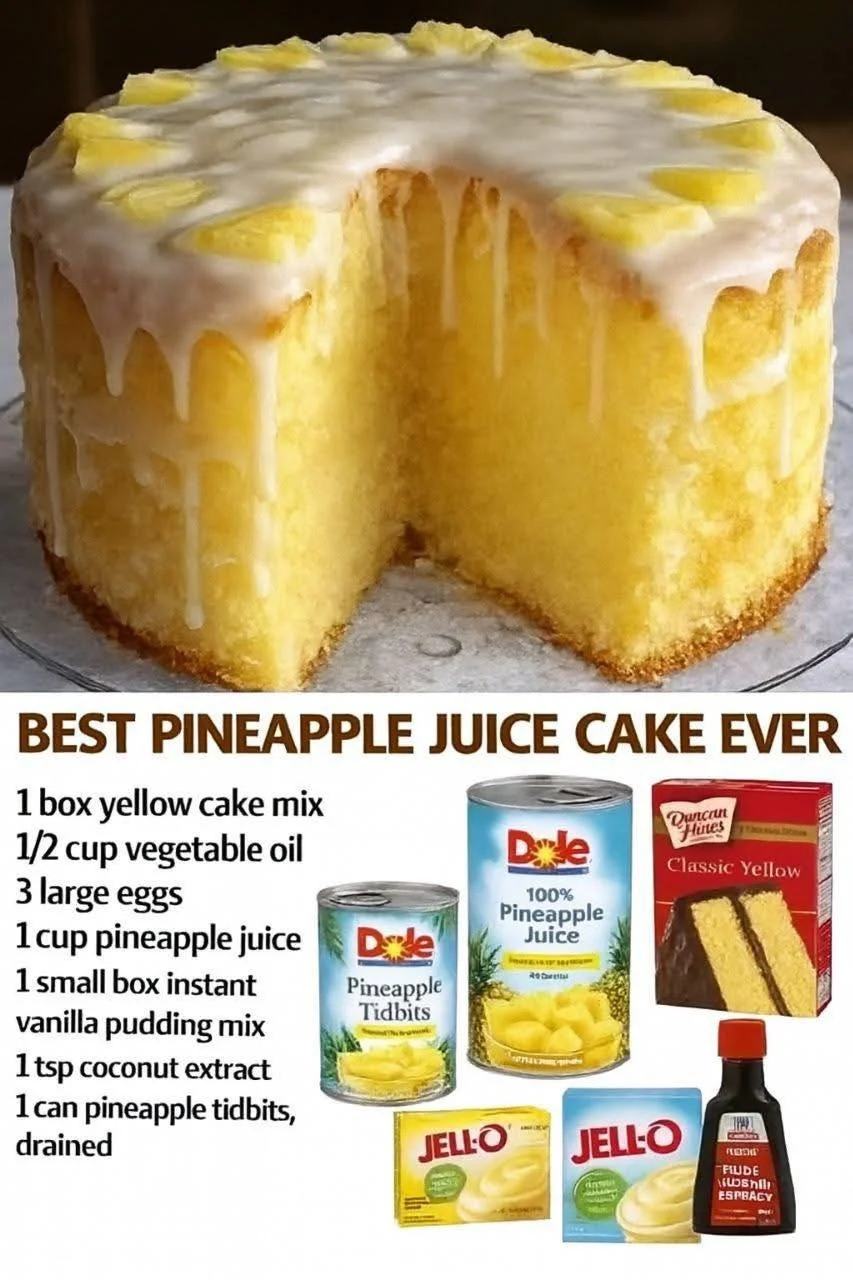Delicious homemade pineapple juice cake with tropical flavors