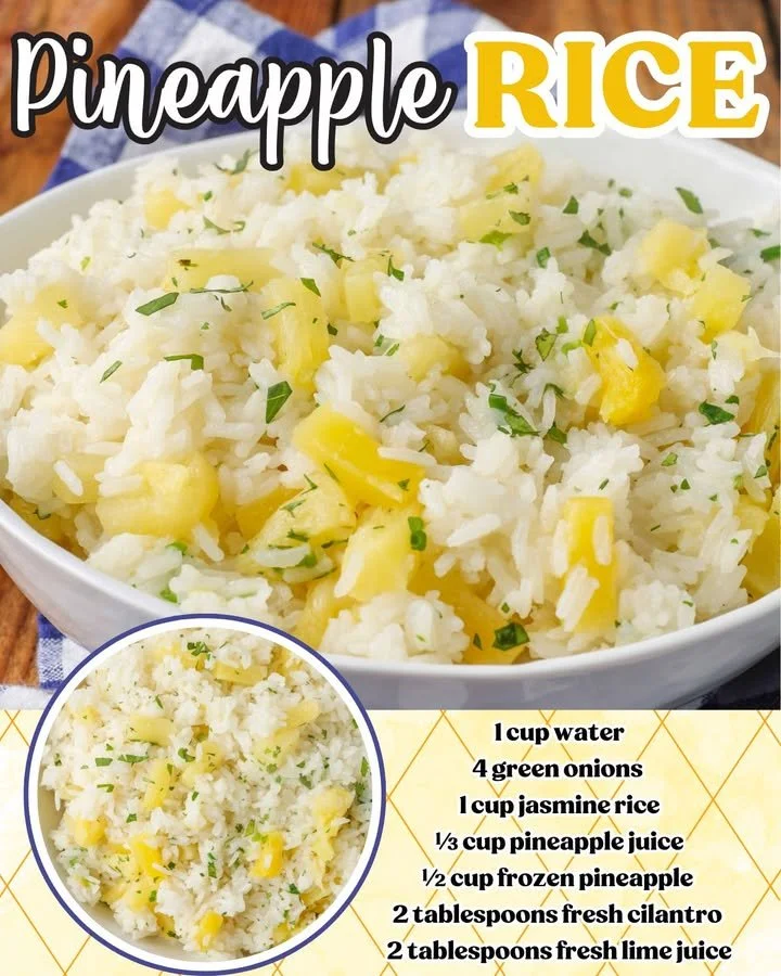 Delicious Pineapple Rice served in a bowl garnished with herbs