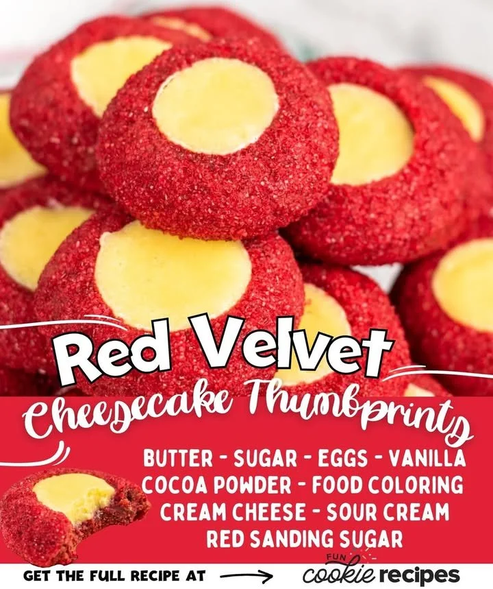 Delicious Red Velvet Thumbprint Cookies with a cream cheese filling