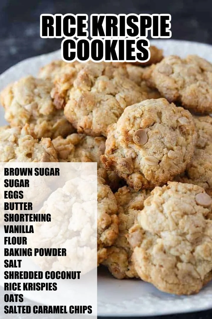 Delicious Rice Krispie Cookies on a plate with chocolate drizzle