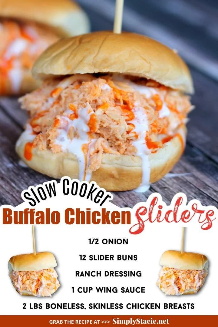 Delicious slow cooker buffalo chicken sliders served on a platter