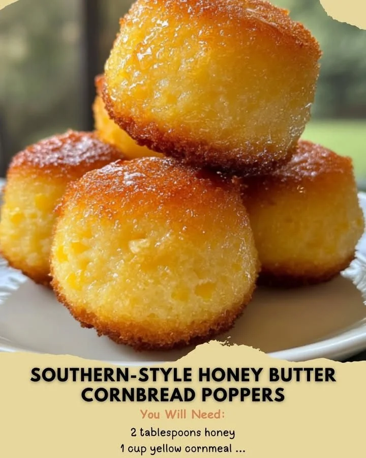 Southern-style honey butter cornbread poppers served on a platter