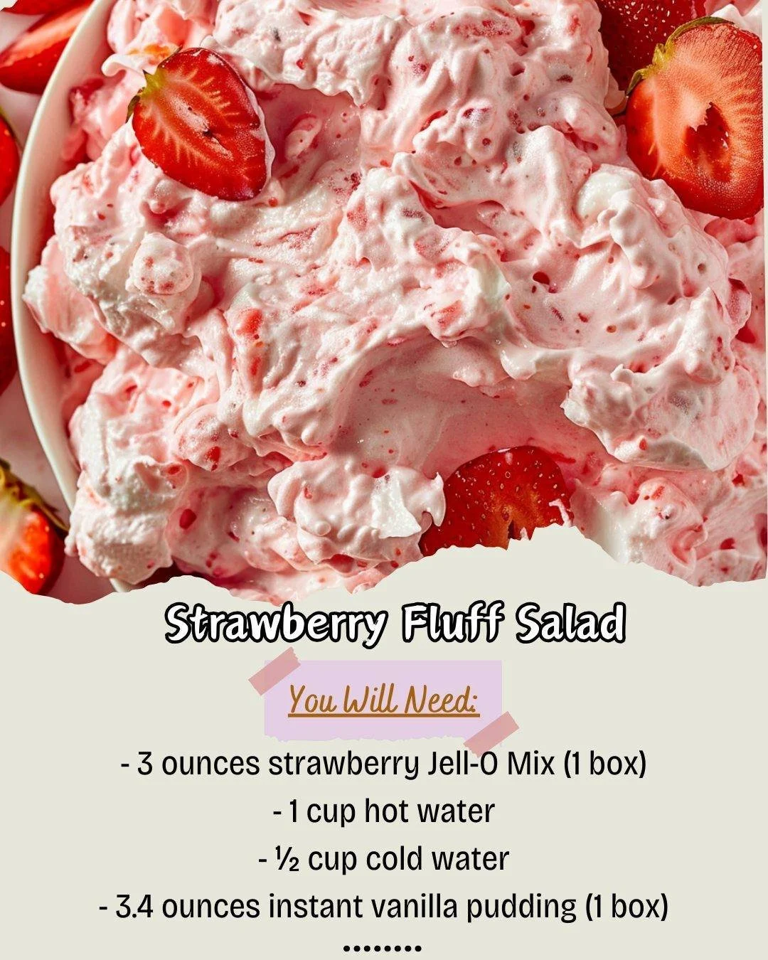 Delicious Strawberry Fluff Salad with fresh strawberries and fluffy cream