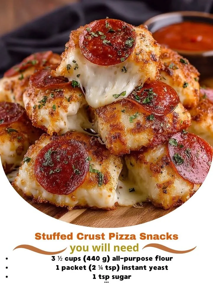 Delicious stuffed crust pizza snacks with gooey cheese filling
