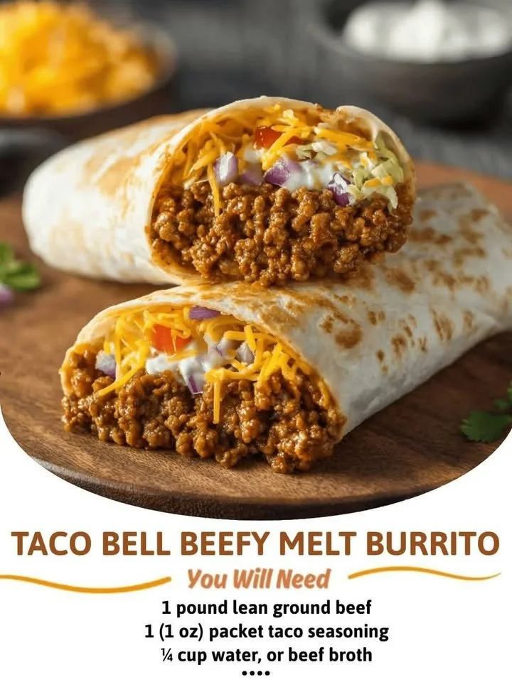 Taco Bell Beefy Melt Burrito with beef, cheese, and sauces