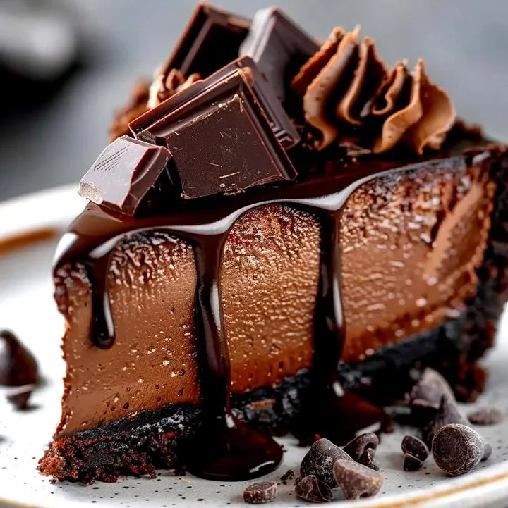 Decadent chocolate cheesecake with luscious ganache topping