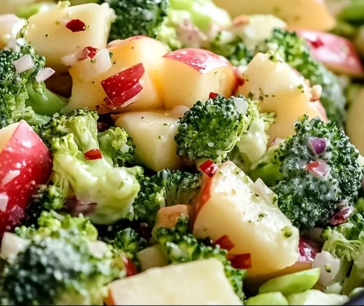 Fresh Apple Broccoli Salad with ingredients for a healthy meal
