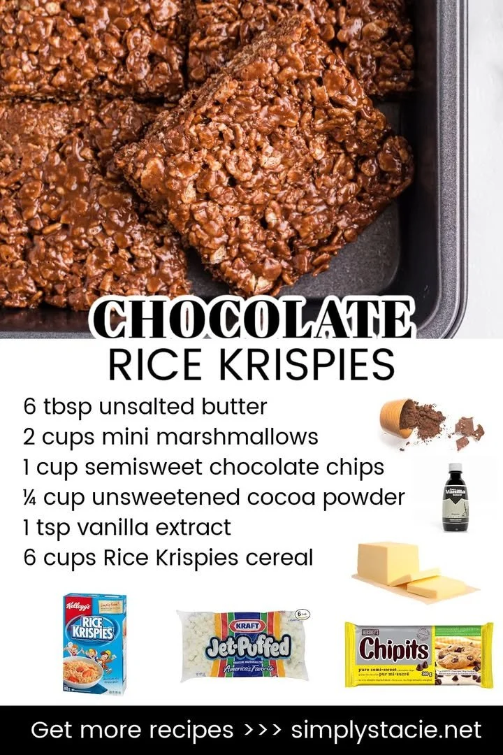 Plate of decadent Chocolate Rice Krispies Treats with melted chocolate drizzle