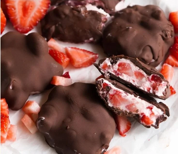 Delicious Chocolate Strawberry Yogurt Clusters ready to enjoy as a sweet snack