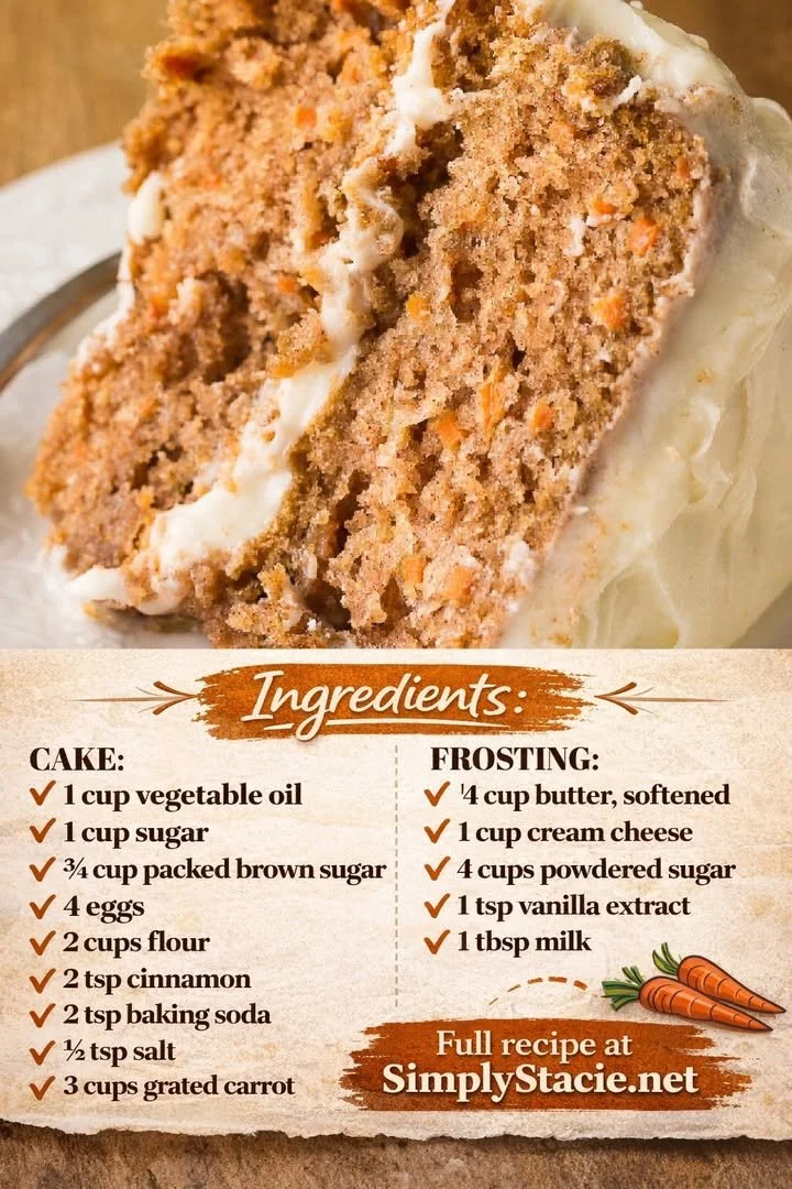 Classic Carrot Cake with cream cheese frosting and walnuts on a white plate