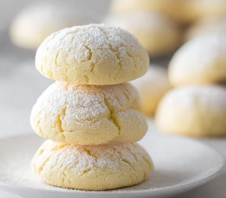 Delicious cream cheese cookies on a plate topped with sprinkles