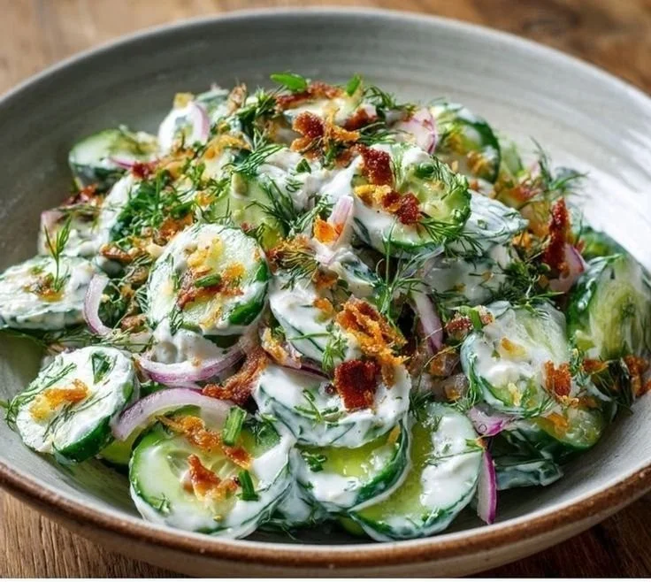 Delicious Cucumber Ranch Crack Salad served in a bowl