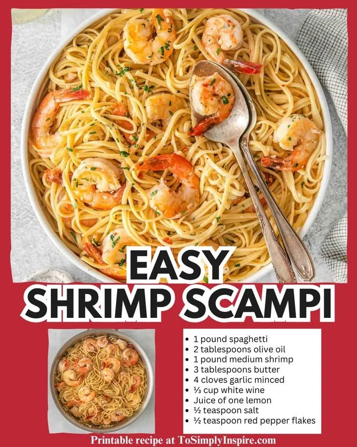 Delicious easy shrimp scampi featuring shrimp in garlic butter sauce.