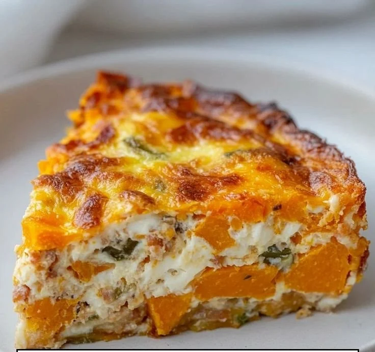 Delicious Sweet Potato Egg Casserole served in a baking dish.