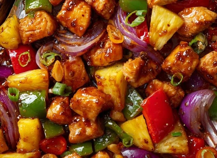 Hawaiian Chicken Sheet Pan recipe with vibrant vegetables