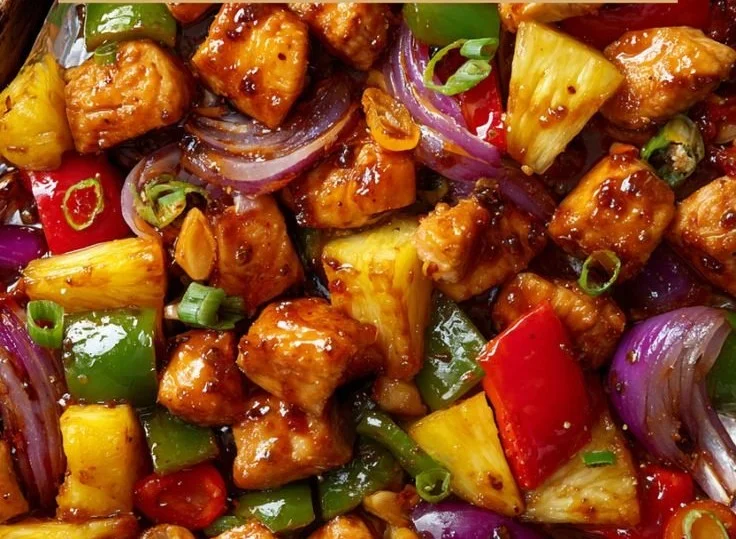 Hawaiian Chicken Sheet Pan meal showcasing colorful ingredients and flavors