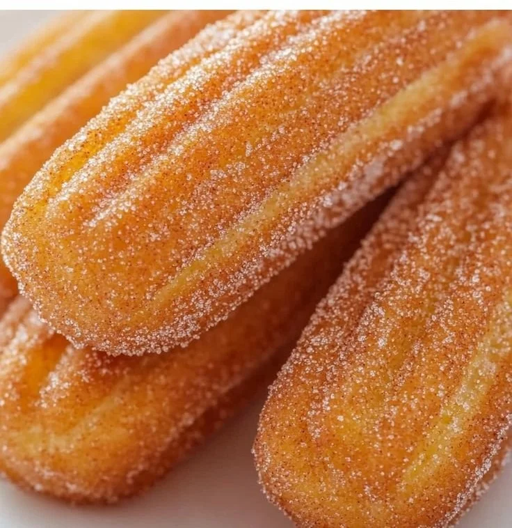 Healthy baked churro bites with cinnamon and sugar on a plate