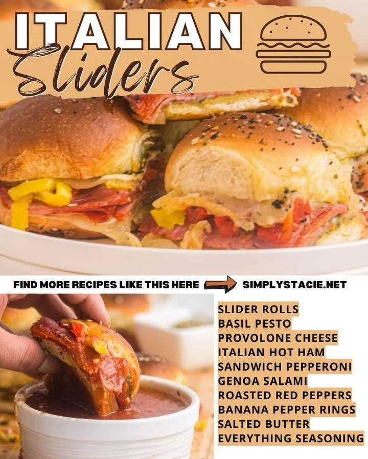 Delicious Italian Sliders made with fresh ingredients served on a platter.
