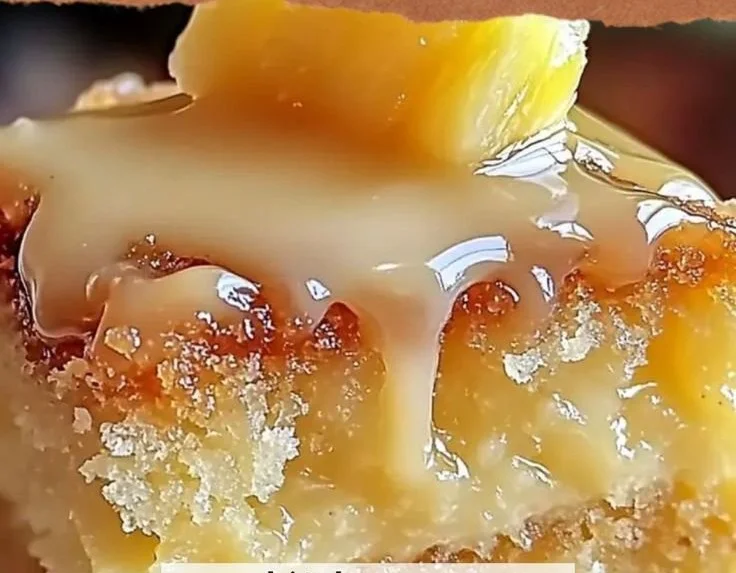 Delicious Juicy Pineapple Heaven Cake decorated with fresh pineapples and cream