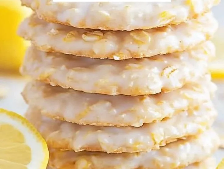 Lemon oatmeal no-bake cookies on a plate, a quick and delicious dessert.