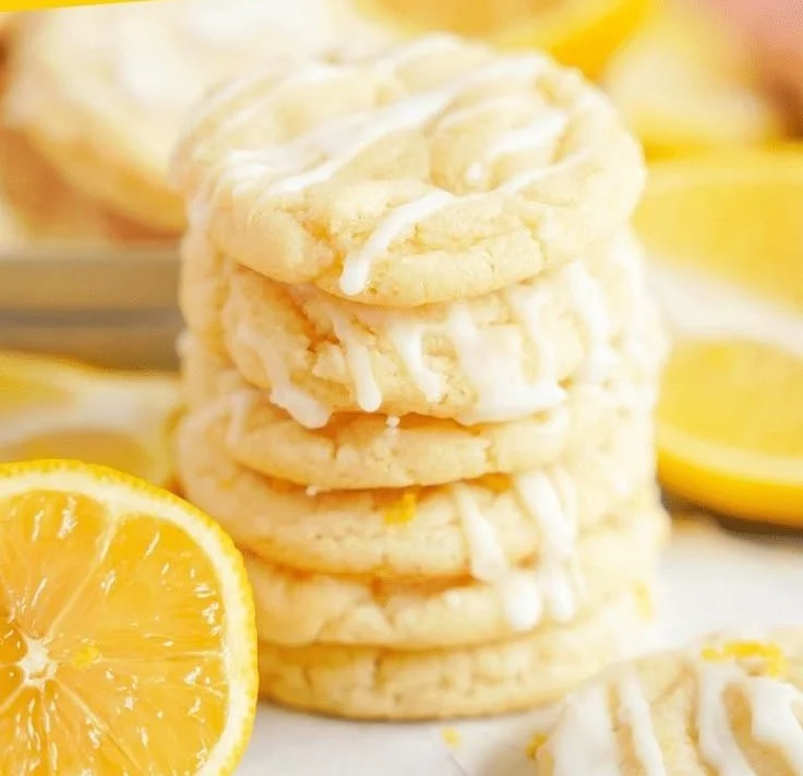 Freshly baked lemon sugar cookies on a cooling rack