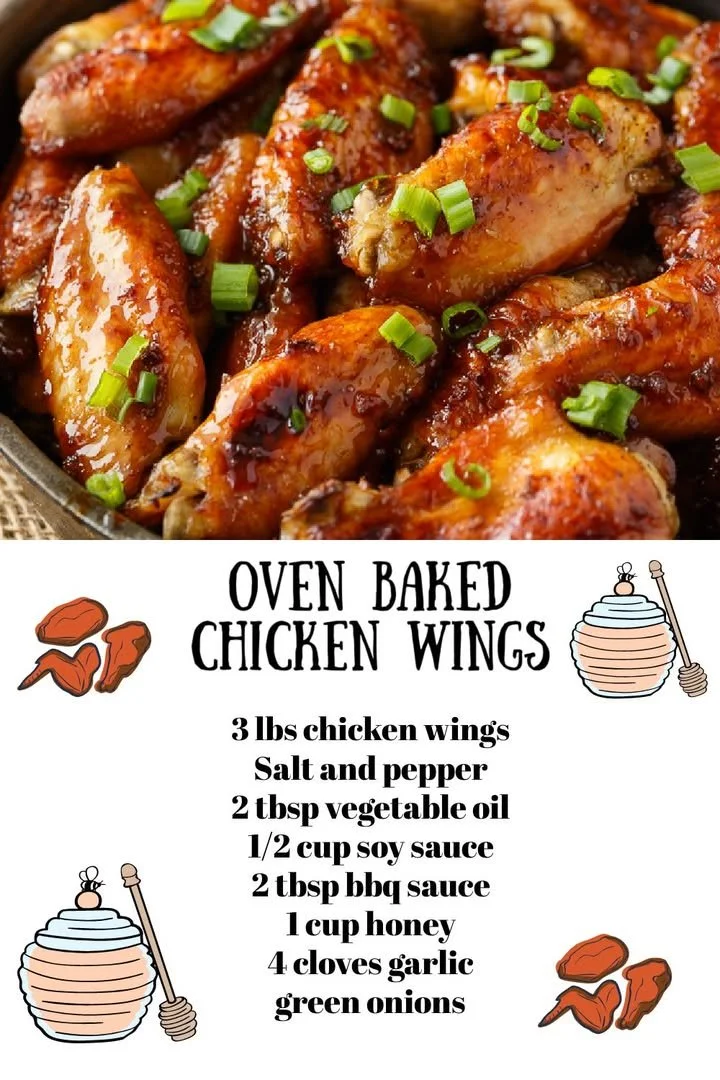 Oven baked chicken wings cooked to perfection with crispy skin and juicy meat