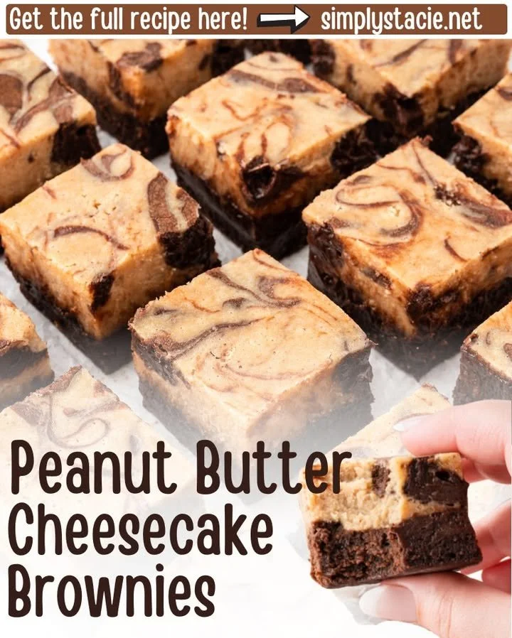 Delicious Peanut Butter Cheesecake Brownies with a rich brownie base and creamy top layer.