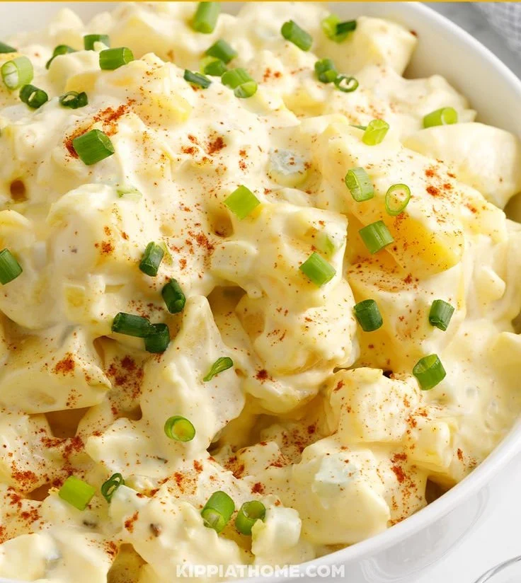 Delicious homemade potato salad recipe with fresh ingredients