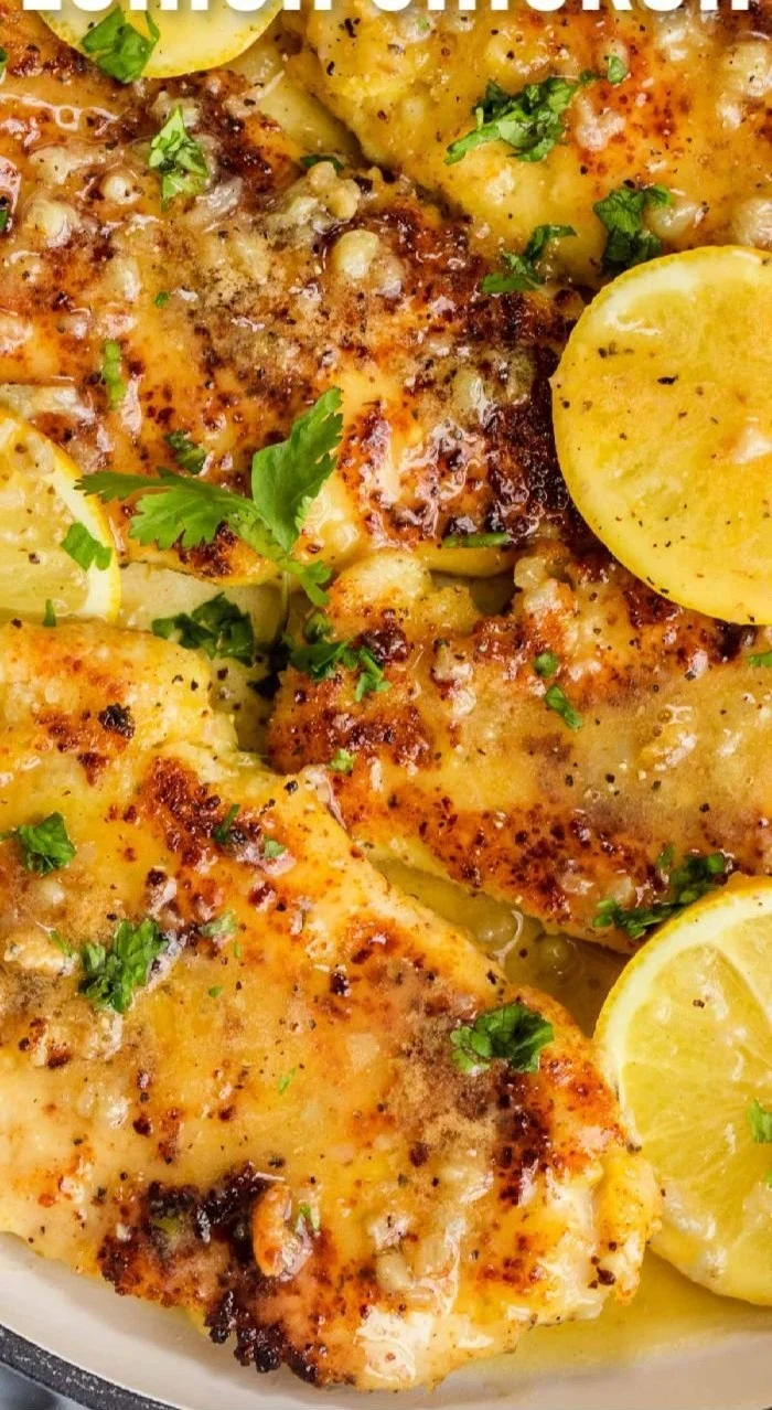 Quick and easy lemon chicken dish served with vegetables